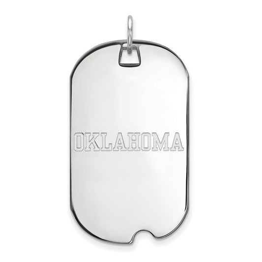 Sterling Silver Rhodium Plated Logoart University Of Oklahoma Large Dog Tag Pendant