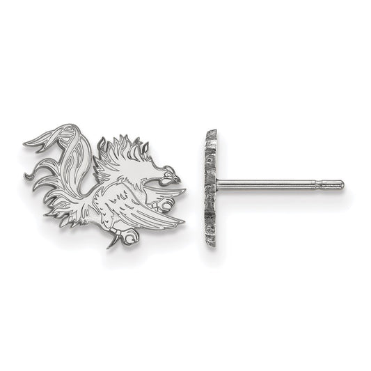 14K White Gold Logoart University Of South Carolina Gamecock Extra Small Post Earrings