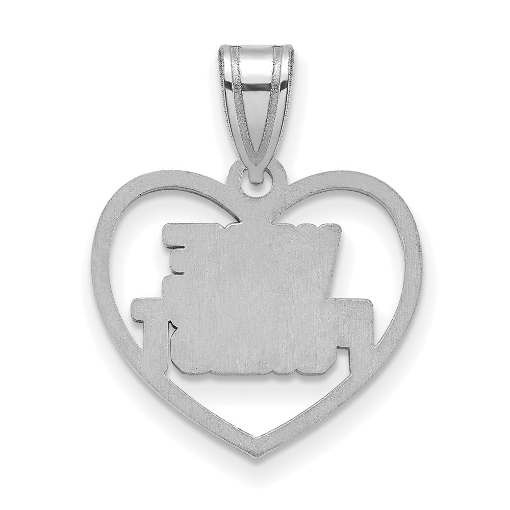 Sterling Silver Rhodium Plated Logoart Wake Forest University W F Deacon Heart Pendant