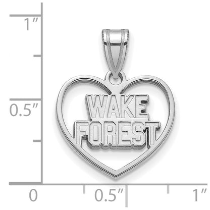 Sterling Silver Rhodium Plated Logoart Wake Forest University W F Deacon Heart Pendant