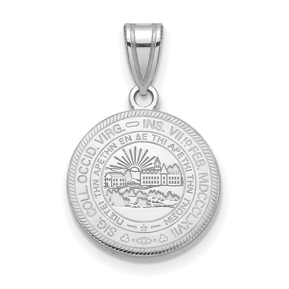 Sterling Silver Rhodium Plated Logoart West Virginia University Medium Crest Pendant