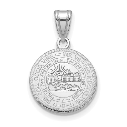 Sterling Silver Rhodium Plated Logoart West Virginia University Medium Crest Pendant