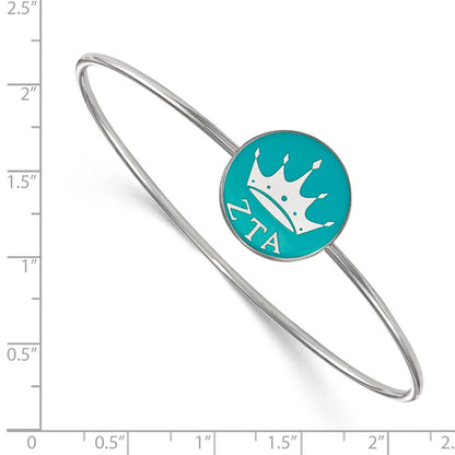 Sterling Silver Rh Plated Logoart Zeta Tau Alpha Enameled Slip On Bangle
