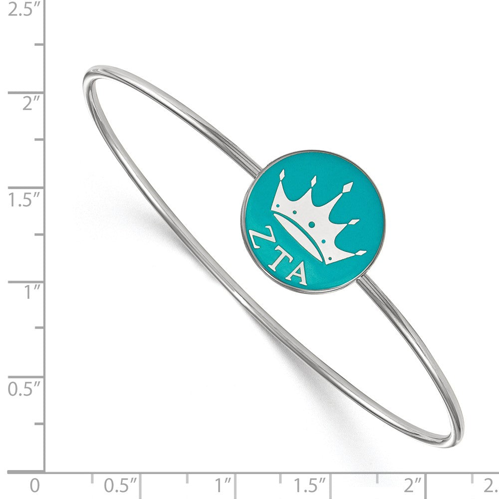 Sterling Silver Rh Plated Logoart Zeta Tau Alpha Enameled Slip On Bangle