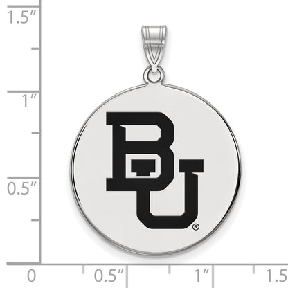 Sterling Silver Rhodium Plated Logoart Baylor University Bears Extra Large Enameled Disc Pendant