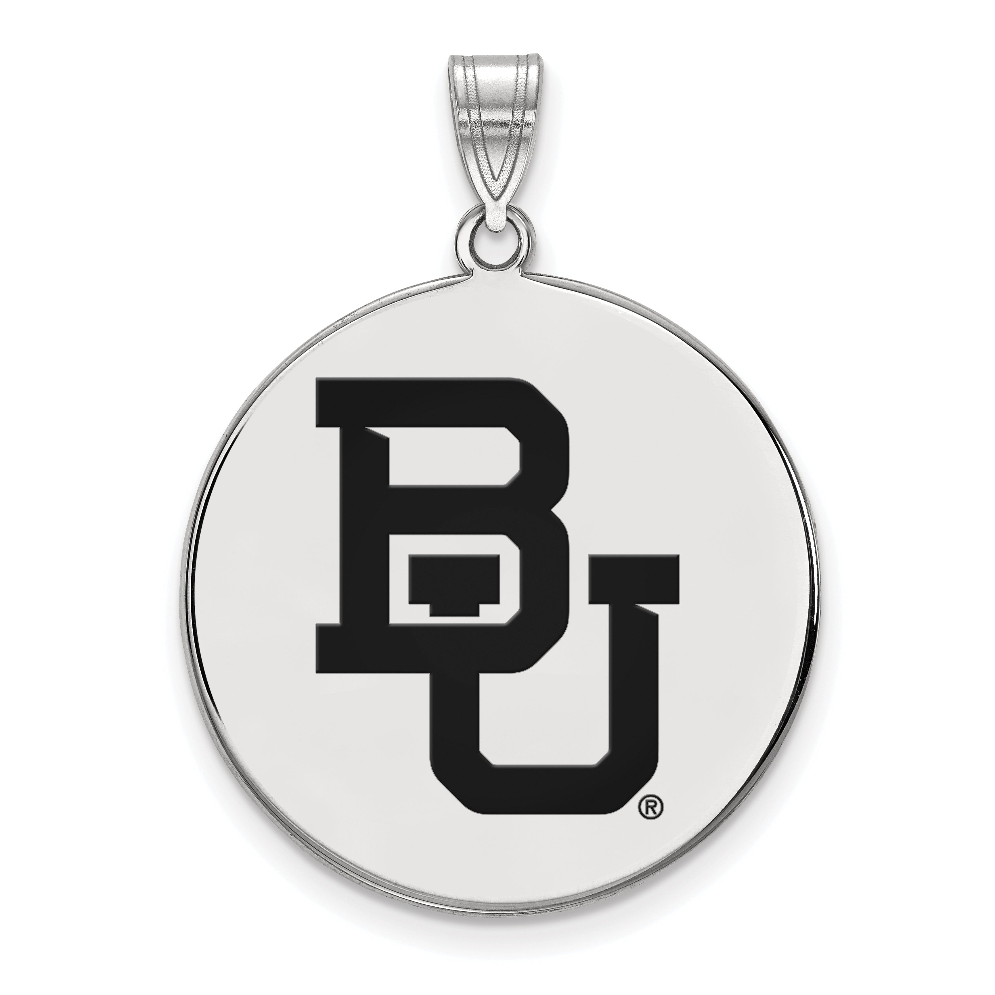 Sterling Silver Rhodium Plated Logoart Baylor University Bears Extra Large Enameled Disc Pendant