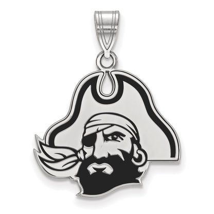 Sterling Silver Rhodium Plated Logoart East Carolina University Pirate Large Enameled Pendant