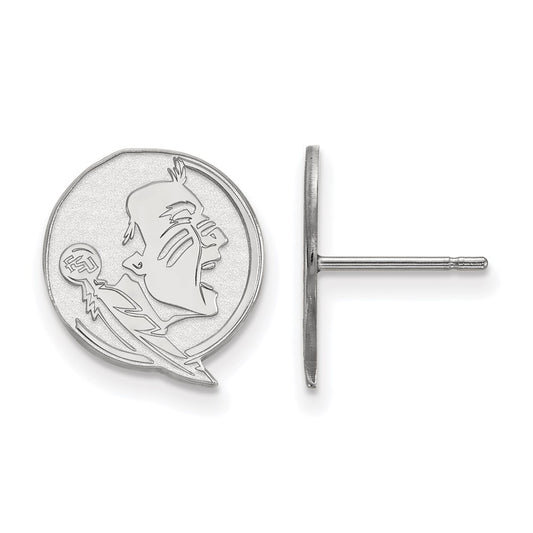 Sterling Silver Rhodium Plated Logoart Florida State University Seminole Small Post Earrings