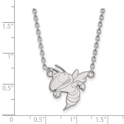 10K White Gold Logoart Georgia Institute Of Technology Yellow Jacket Large Pendant 18 Inch Necklace