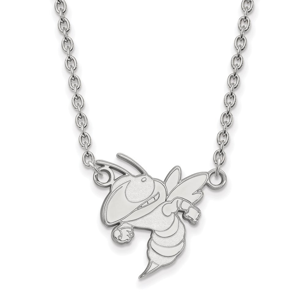 10K White Gold Logoart Georgia Institute Of Technology Yellow Jacket Large Pendant 18 Inch Necklace