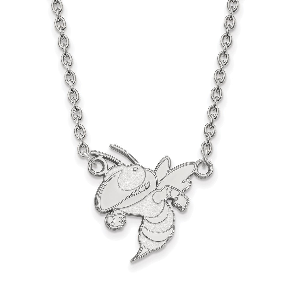 Sterling Silver Rhodium Plated Logoart Georgia Institute Of Technology Yellow Jacket Large Pendant 18 Inch Necklace