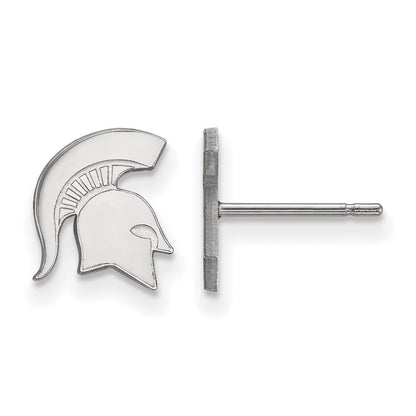 14K White Gold Logoart Michigan State University Spartan Extra Small Post Earrings
