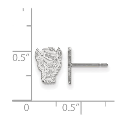 14K White Gold Logoart North Carolina State University Wolf Extra Small Post Earrings