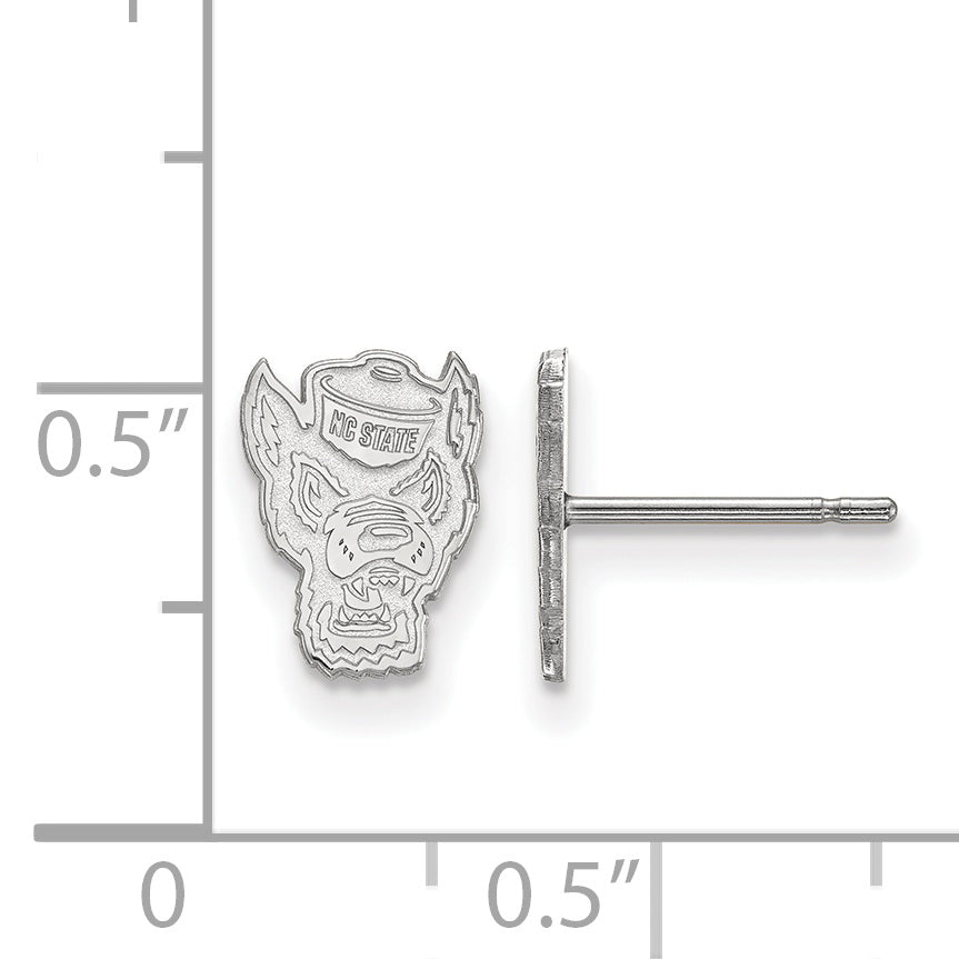 Sterling Silver Rhodium Plated Logoart North Carolina State University Wolf Extra Small Post Earrings