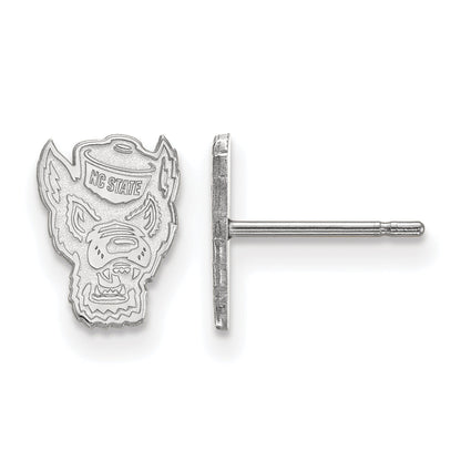Sterling Silver Rhodium Plated Logoart North Carolina State University Wolf Extra Small Post Earrings