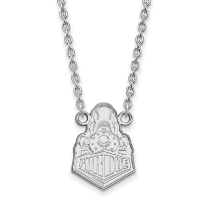 Sterling Silver Rhodium Plated Logoart Purdue University Boilermakers Train Logo Large Pendant 18 Inch Necklace