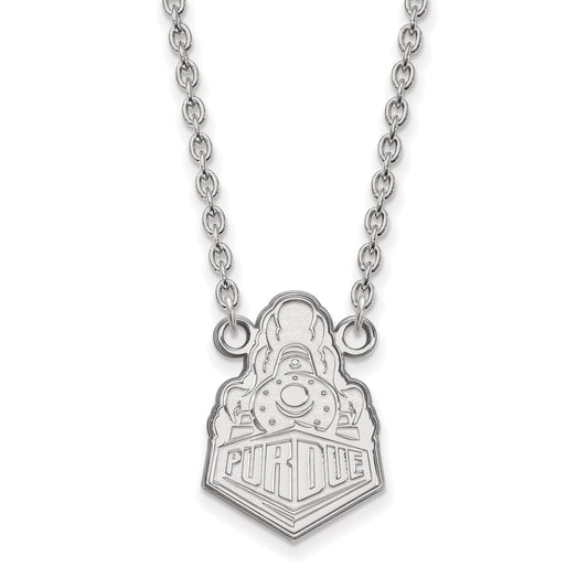 Sterling Silver Rhodium Plated Logoart Purdue University Boilermakers Train Logo Large Pendant 18 Inch Necklace