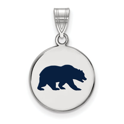 Sterling Silver Rhodium Plated Logoart University Of California Berkeley Bear Medium Enameled Disc Pendant
