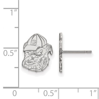 10K White Gold Logoart University Of Georgia Bulldog Small Post Earrings