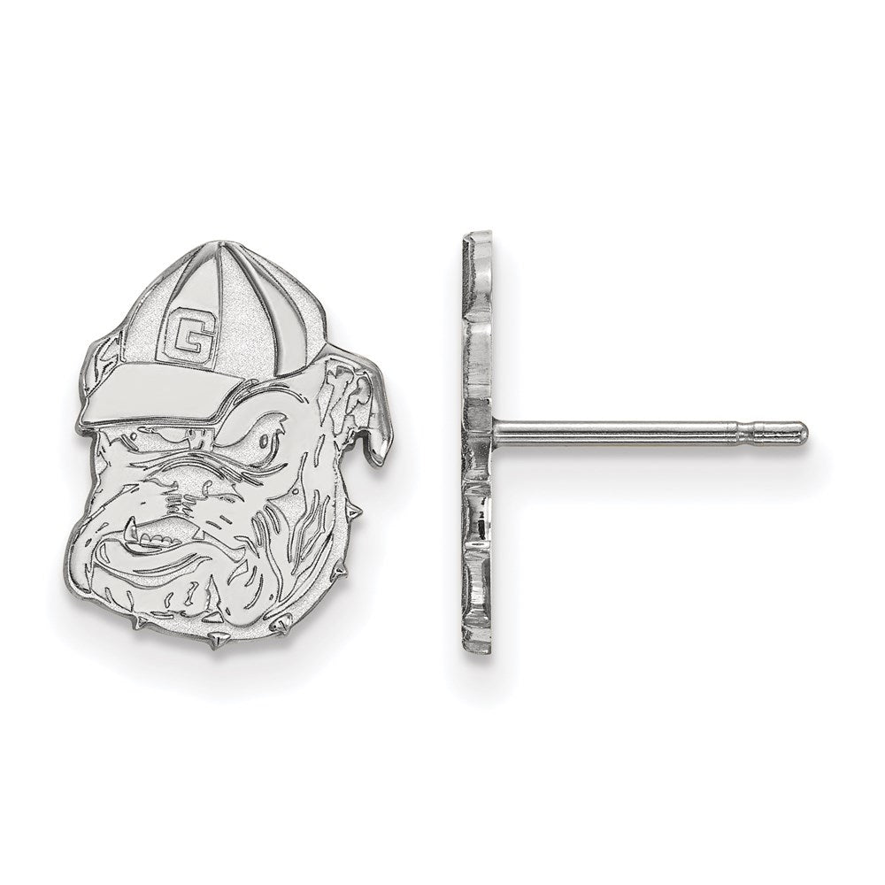 14K White Gold Logoart University Of Georgia Bulldog Small Post Earrings