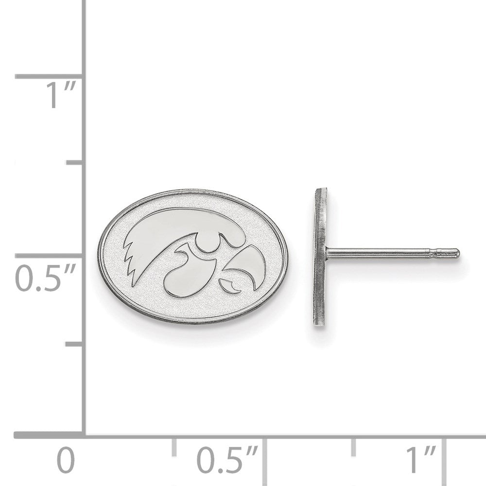 14K White Gold Logoart University Of Iowa Hawk Extra Small Oval Post Earrings
