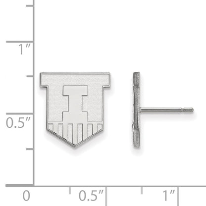 10K White Gold Logoart University Of Illinois Victory Badge Small Post Earrings