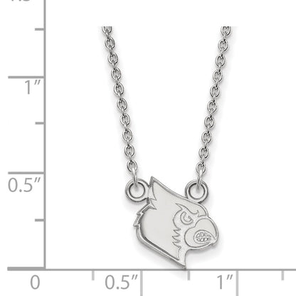 Sterling Silver Rhodium Plated Logoart University Of Louisville Cardinal Small Pendant 18 Inch Necklace