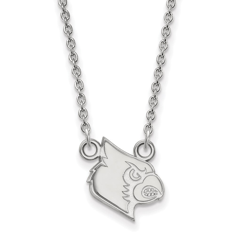 Sterling Silver Rhodium Plated Logoart University Of Louisville Cardinal Small Pendant 18 Inch Necklace