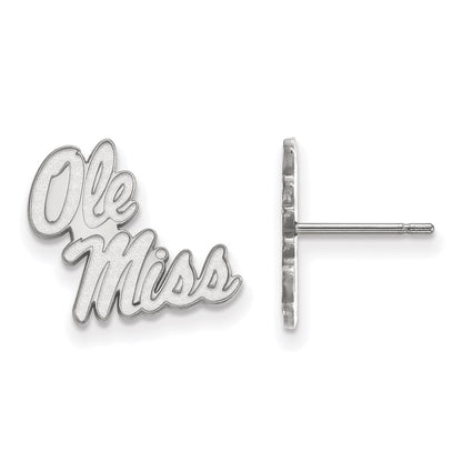 14K White Gold Logoart University Of Mississippi Ole Miss Small Post Earrings