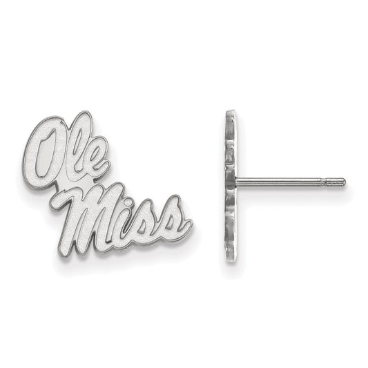 14K White Gold Logoart University Of Mississippi Ole Miss Small Post Earrings