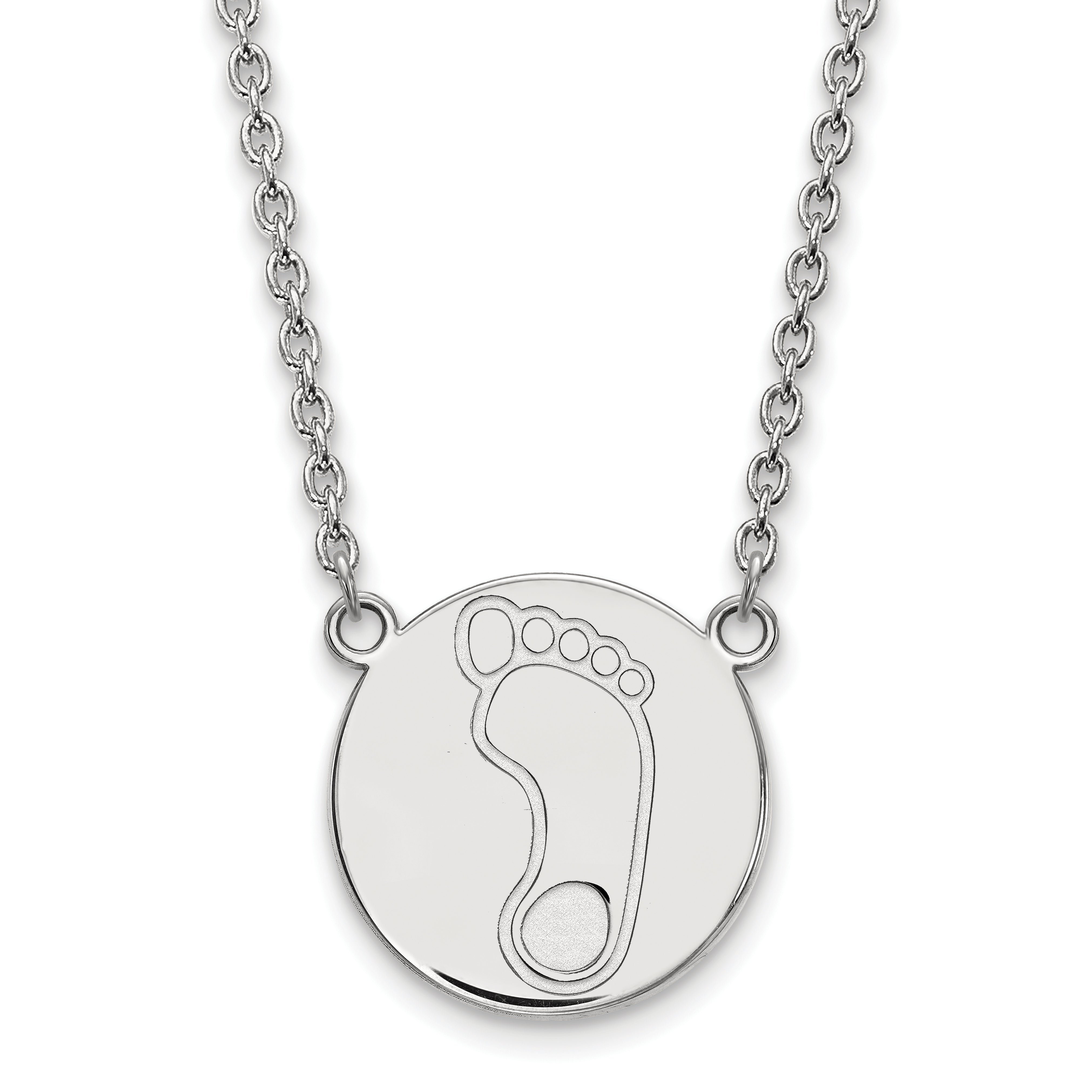 Sterling Silver Rhodium Plated Logoart University Of North Carolina Tar Heel Large Disc Pendant 18 Inch Necklace