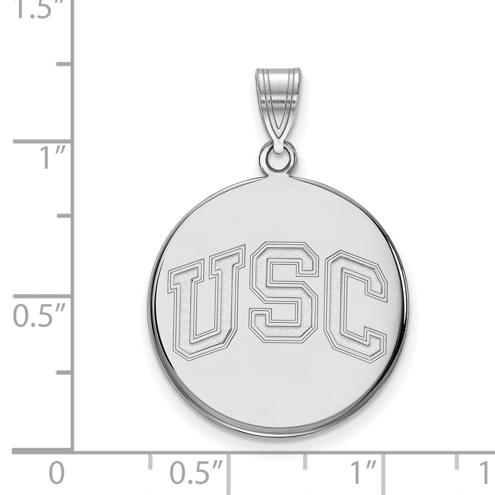14K White Gold University Of Southern California U S C Large Disc Pendant
