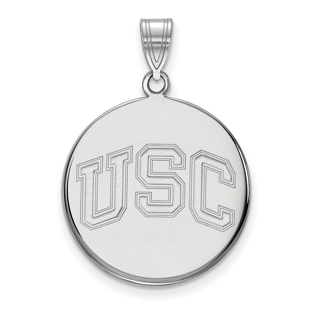 14K White Gold University Of Southern California U S C Large Disc Pendant