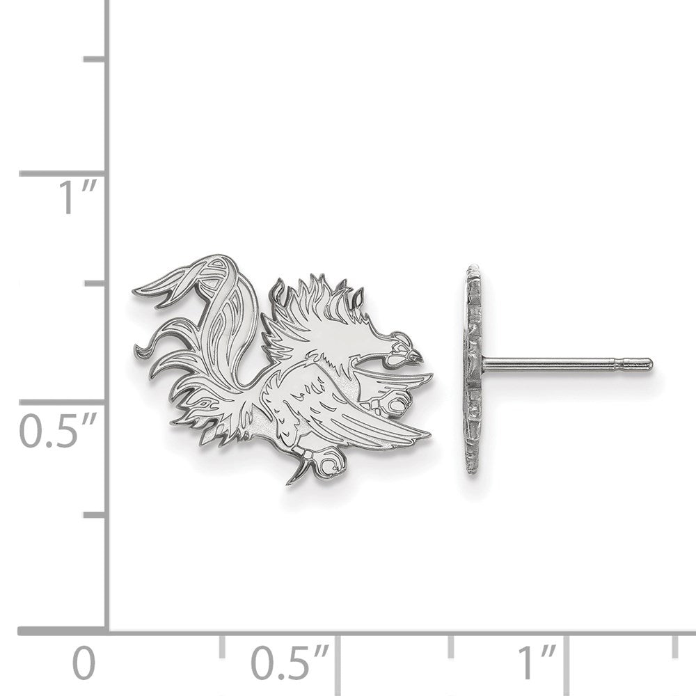 Sterling Silver Rhodium Plated Logoart University Of South Carolina Gamecock Small Post Earrings