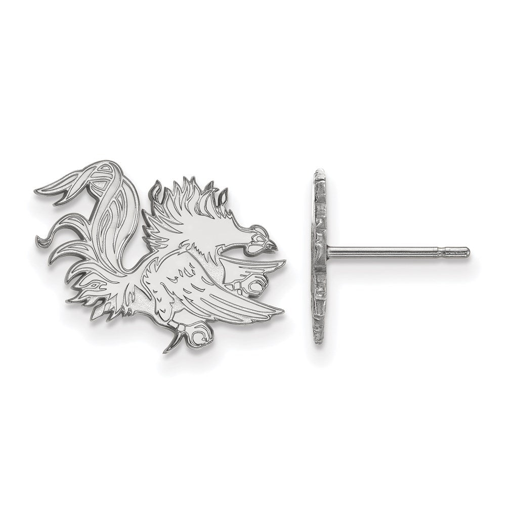 14K White Gold Logoart University Of South Carolina Gamecock Small Post Earrings