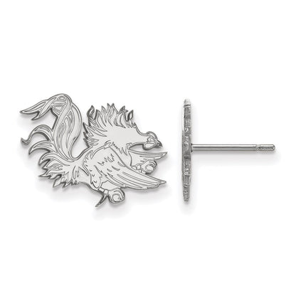 14K White Gold Logoart University Of South Carolina Gamecock Small Post Earrings