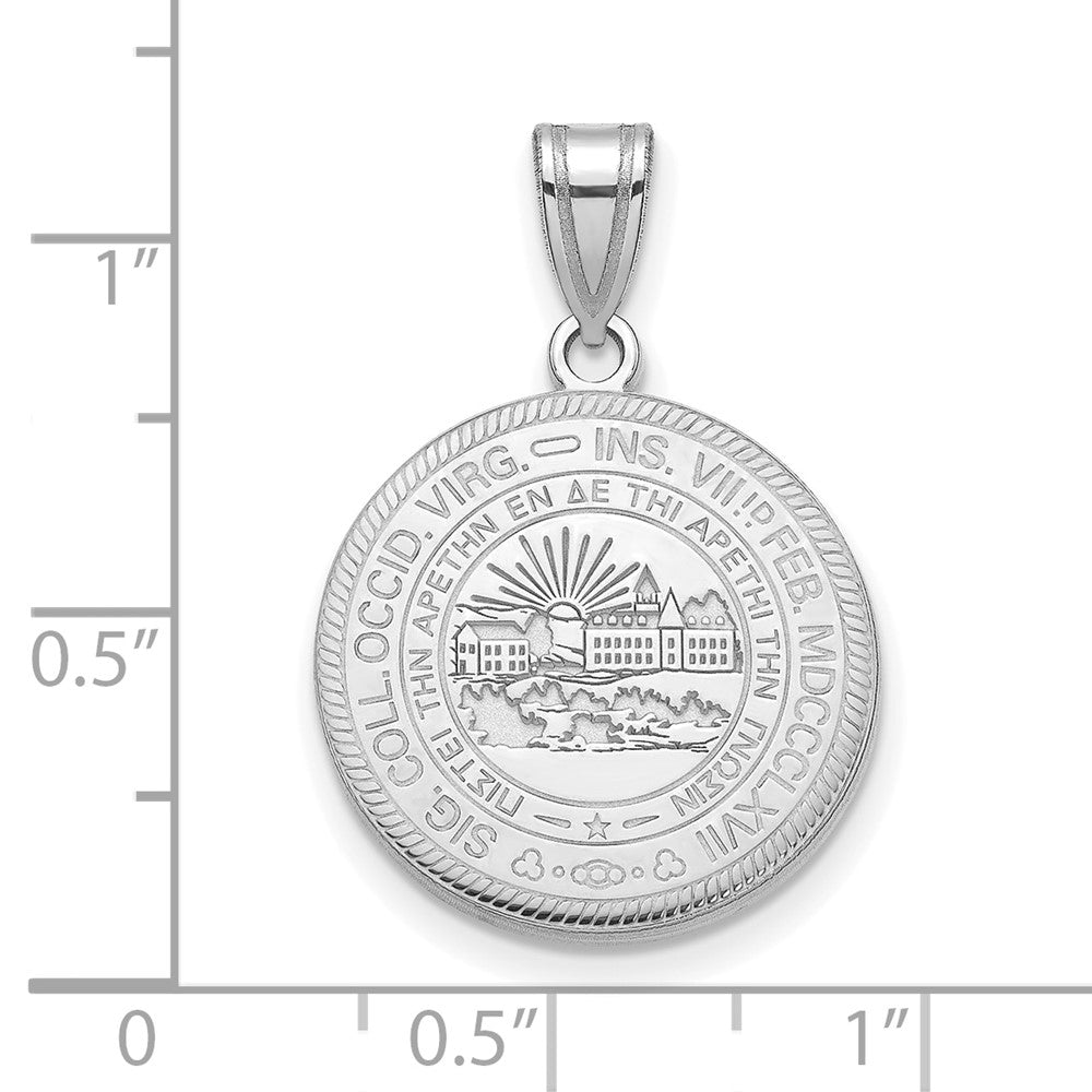 Sterling Silver Rhodium Plated Logoart West Virginia University Large Crest Pendant