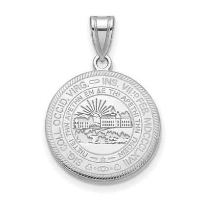 Sterling Silver Rhodium Plated Logoart West Virginia University Large Crest Pendant