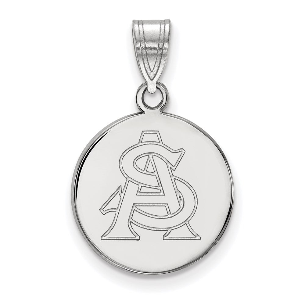 10K White Gold Logoart Arizona State University A S Medium Disc Pendant