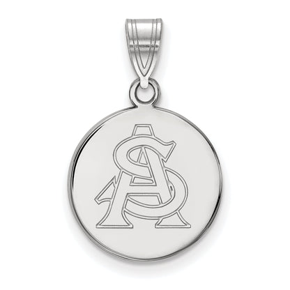 Sterling Silver Rhodium Plated Logoart Arizona State University A S Medium Disc Pendant
