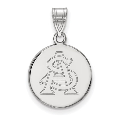 14K White Gold Logoart Arizona State University A S Medium Disc Pendant