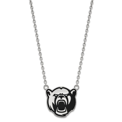 Sterling Silver Rhodium Plated Logoart Baylor University Large Enameled Pendant 18 Inch Necklace