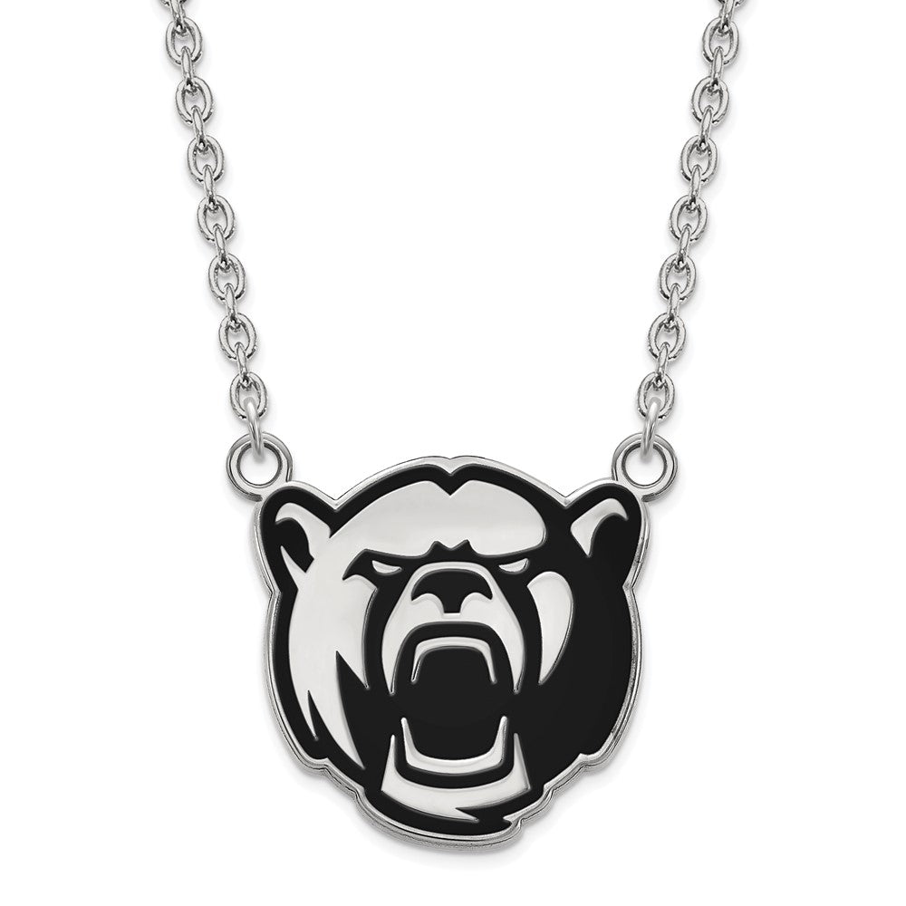 Sterling Silver Rhodium Plated Logoart Baylor University Large Enameled Pendant 18 Inch Necklace