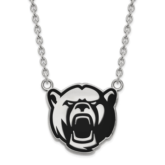 Sterling Silver Rhodium Plated Logoart Baylor University Large Enameled Pendant 18 Inch Necklace