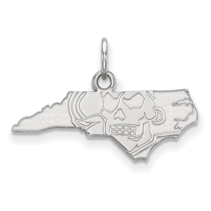Sterling Silver Rhodium Plated Logoart East Carolina University Map Extra Small Pendant