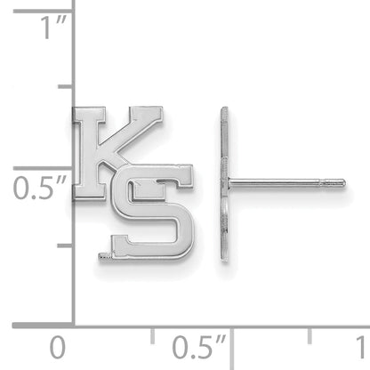 Sterling Silver Rhodium Plated Logoart Kansas State University K S Small Post Earrings