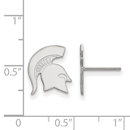 Sterling Silver Rhodium Plated Logoart Michigan State University Spartan Small Post Earrings