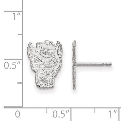 10K White Gold Logoart North Carolina State University Wolf Small Post Earrings