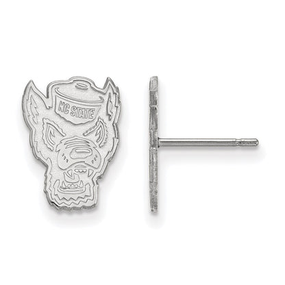 14K White Gold Logoart North Carolina State University Wolf Small Post Earrings