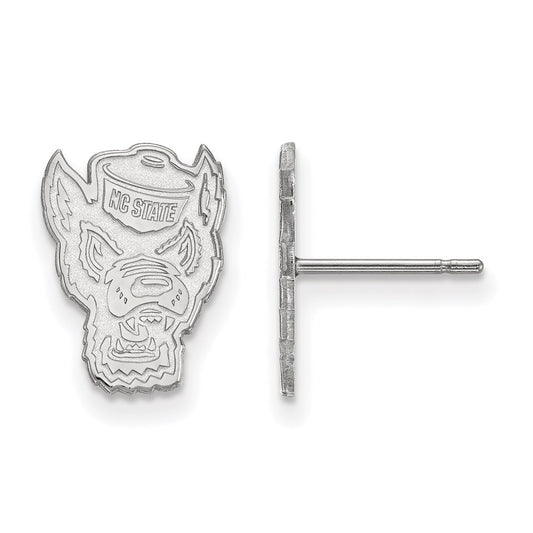 14K White Gold Logoart North Carolina State University Wolf Small Post Earrings